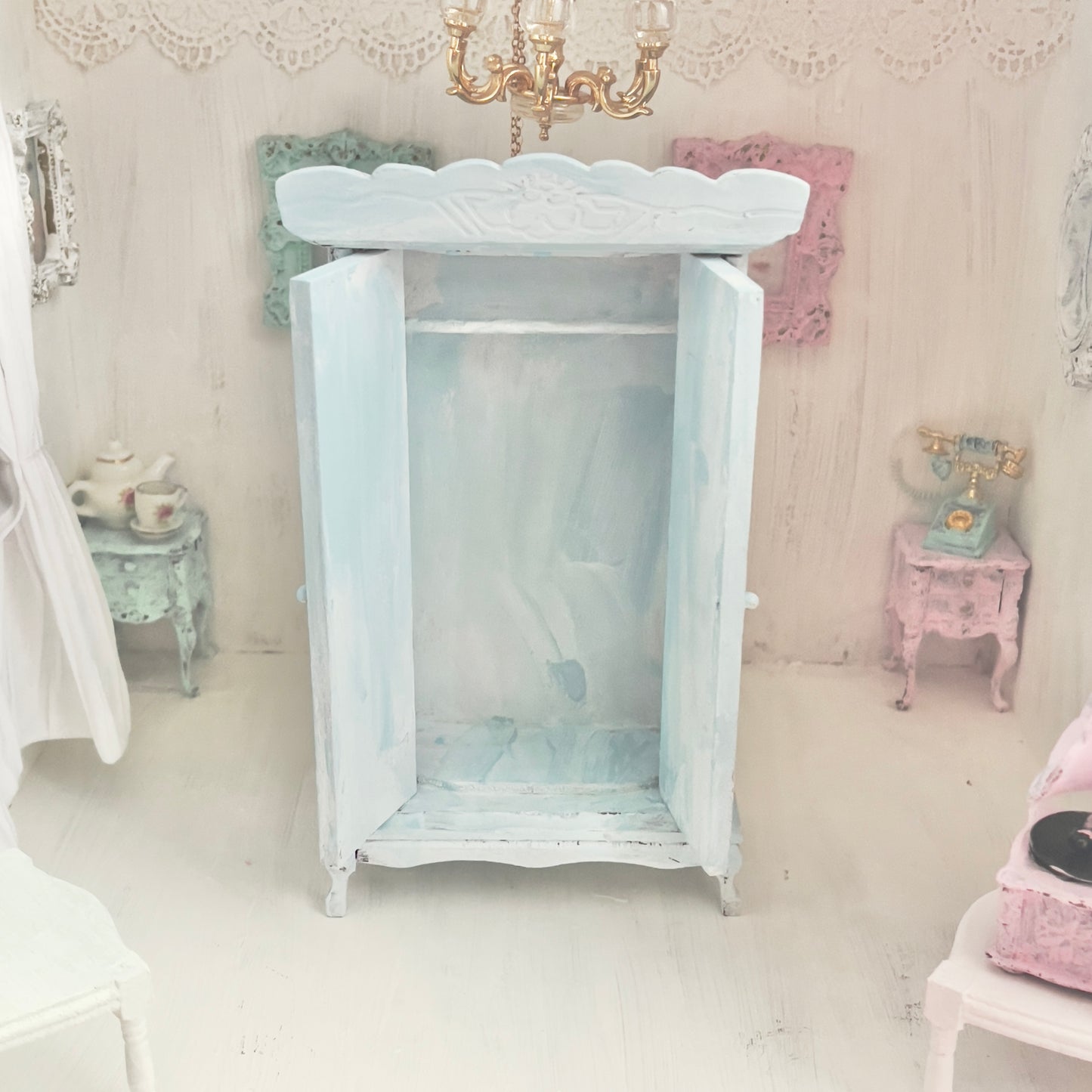 Armoire | Wooden Shabby Blue Distressed | Painted Petals Furniture