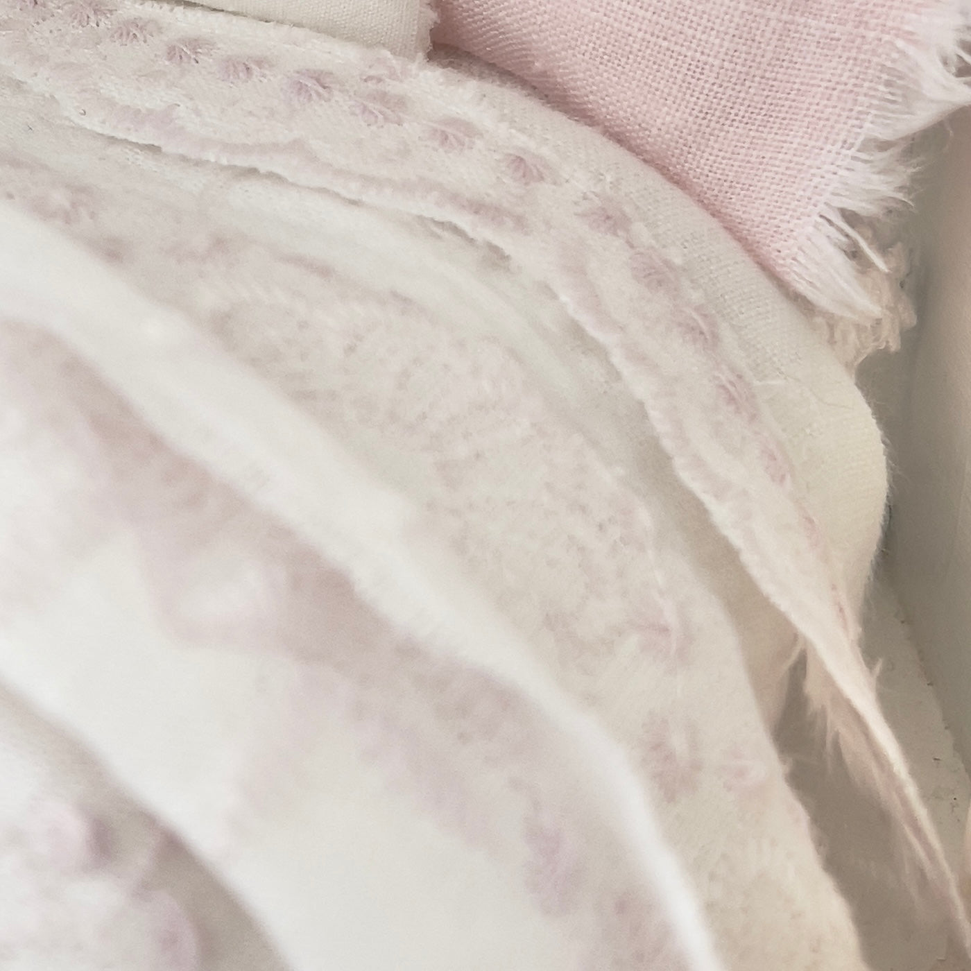 Dressed 1:12 Scale Bed | White and Pink Embroidered Linen| Pink Embrace