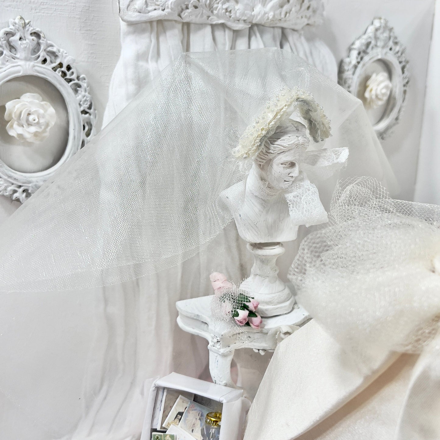 CHANTALLENA Bridal Gown on Dress Form| Becca-Sleeveless Off White Silk Shantung with Tulle Accents|House of Chantalle