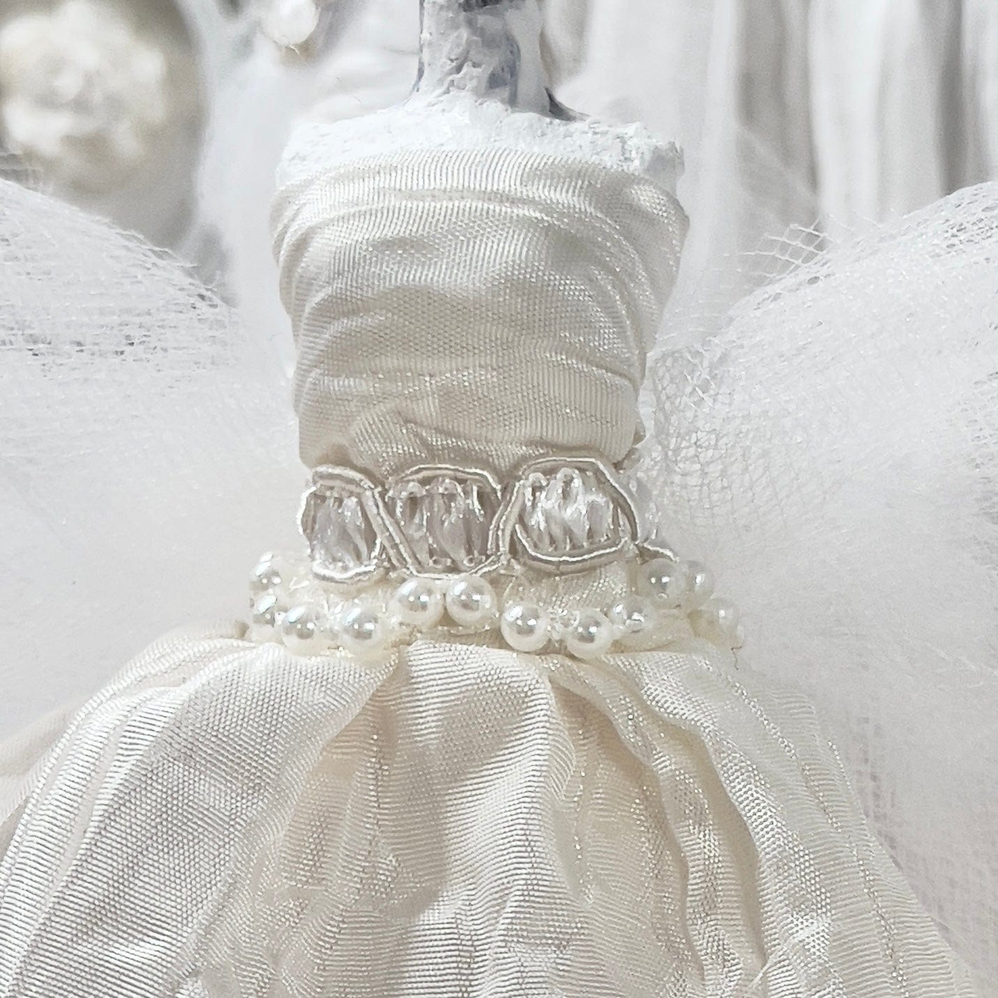 CHANTALLENA Bridal Gown on Dress Form| Bethany- Sleeveless Off White Crinkled Taffeta|House of Chantalle