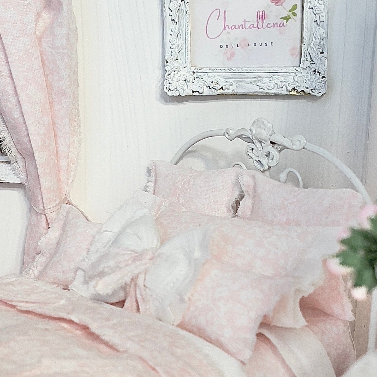Chantallena Doll House Bedding Lillian Grace| Pink and White Toile Cotton Bedding Set