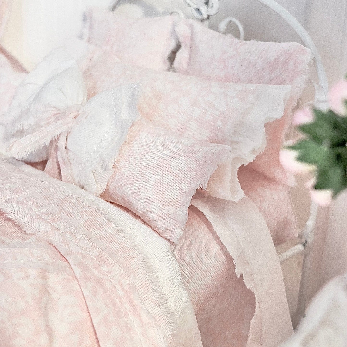 Chantallena Doll House Bedding Lillian Grace| Pink and White Toile Cotton Bedding Set