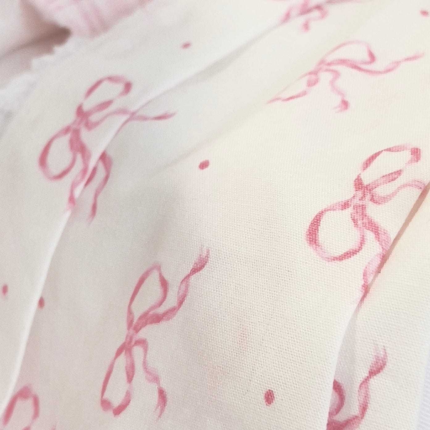 Chantallena Doll House Bedding Lillian Grace| Pink Bow and Pink Stripe Cotton Bedding Set