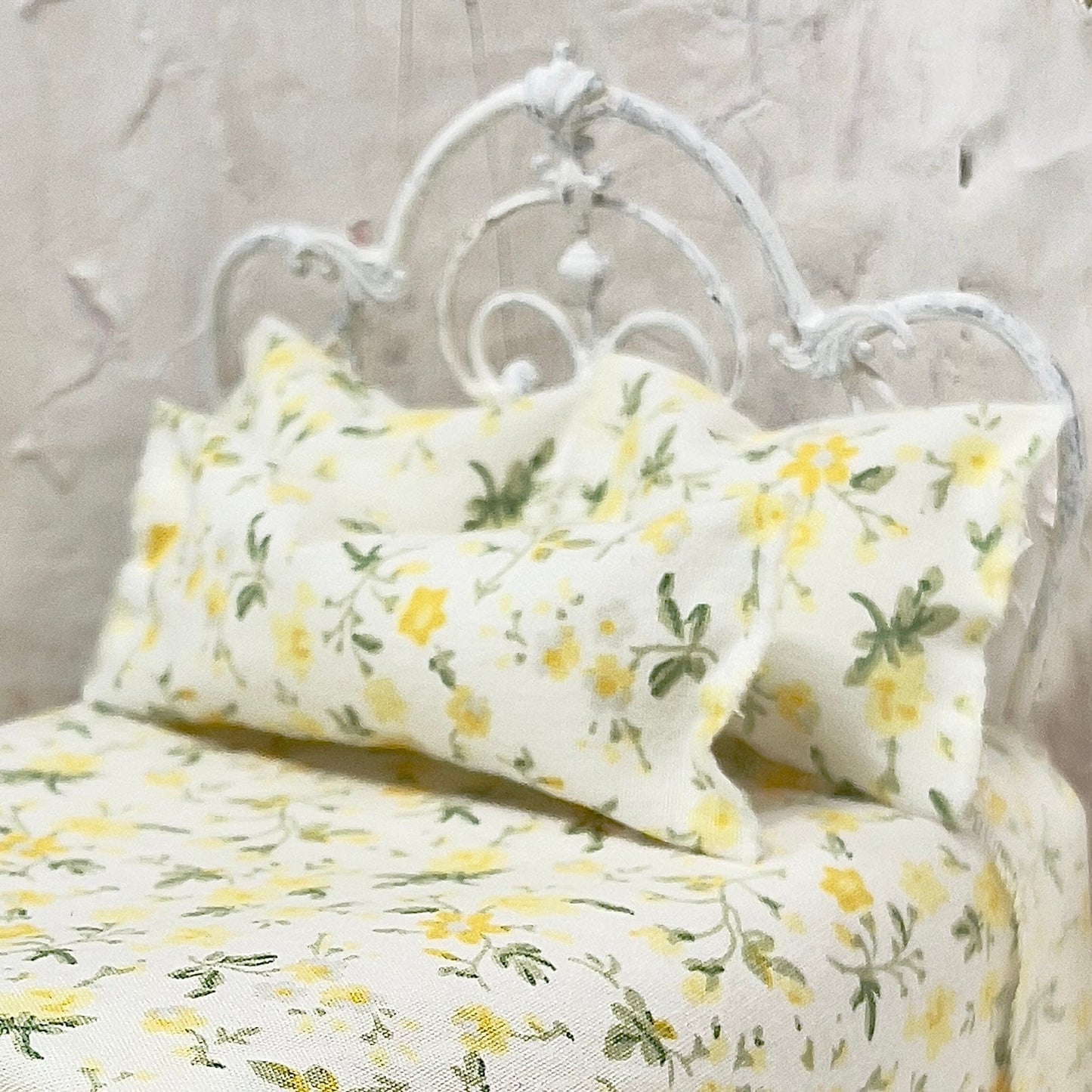 Chantallena Doll House Bedding Simply Lena | Five Piece Yellow and Green Floral Cotton Bedding Set |