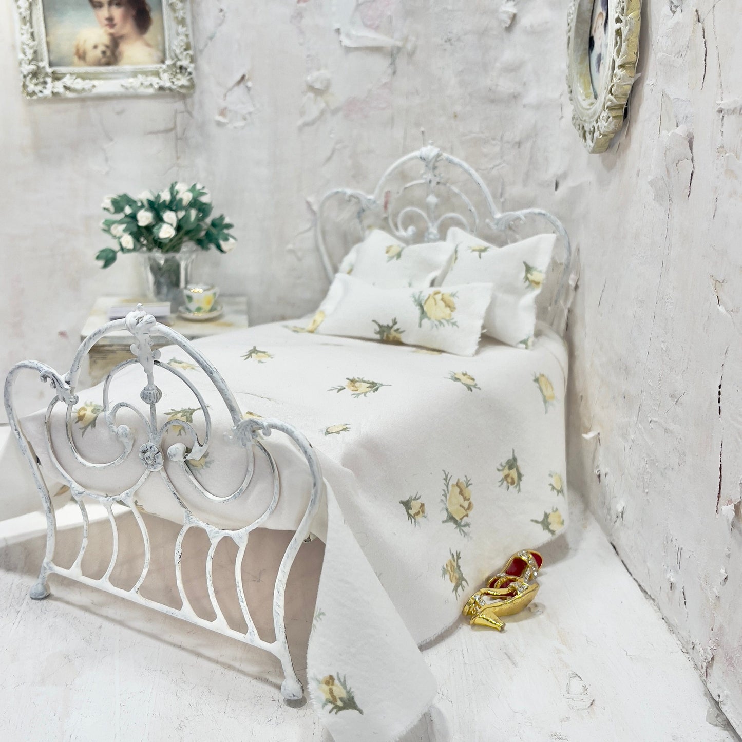 Chantallena Doll House Bedding Simply Lena | Five Piece Yellow Roses Cotton Bedding Set |