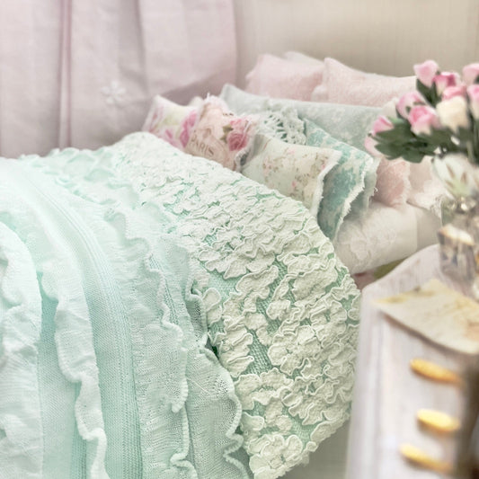 Chantallena Doll House (Copy) Dressed 1:12 Scale Bed | Decoupaged with Vintage Chenille Bedspreads|Chenille Whispers