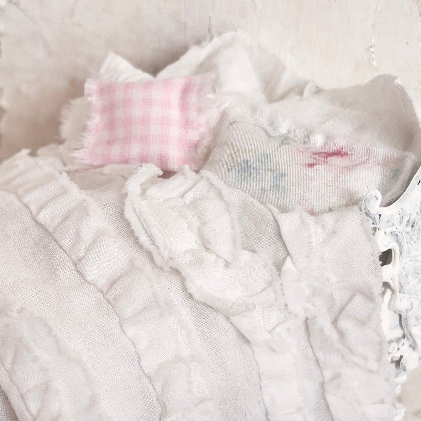 Chantallena Doll House Day Bed Bedding|Shabby Blue Floral and Striped Cotton 1:12 Scale Dollhouse Set | Rose Daydreams