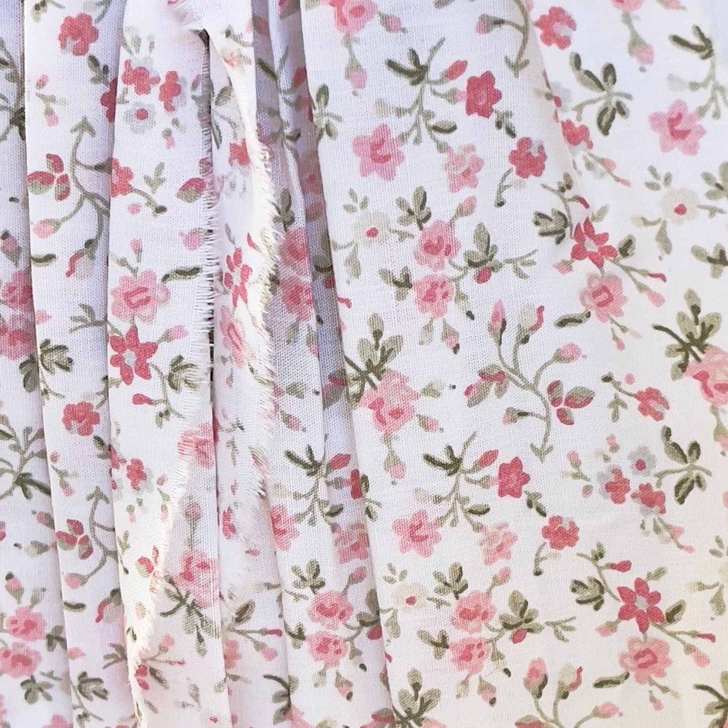 Chantallena Doll House Dollhouse Accessories Curtains | Pink Ditsy Floral 2 Panel Cotton Curtains