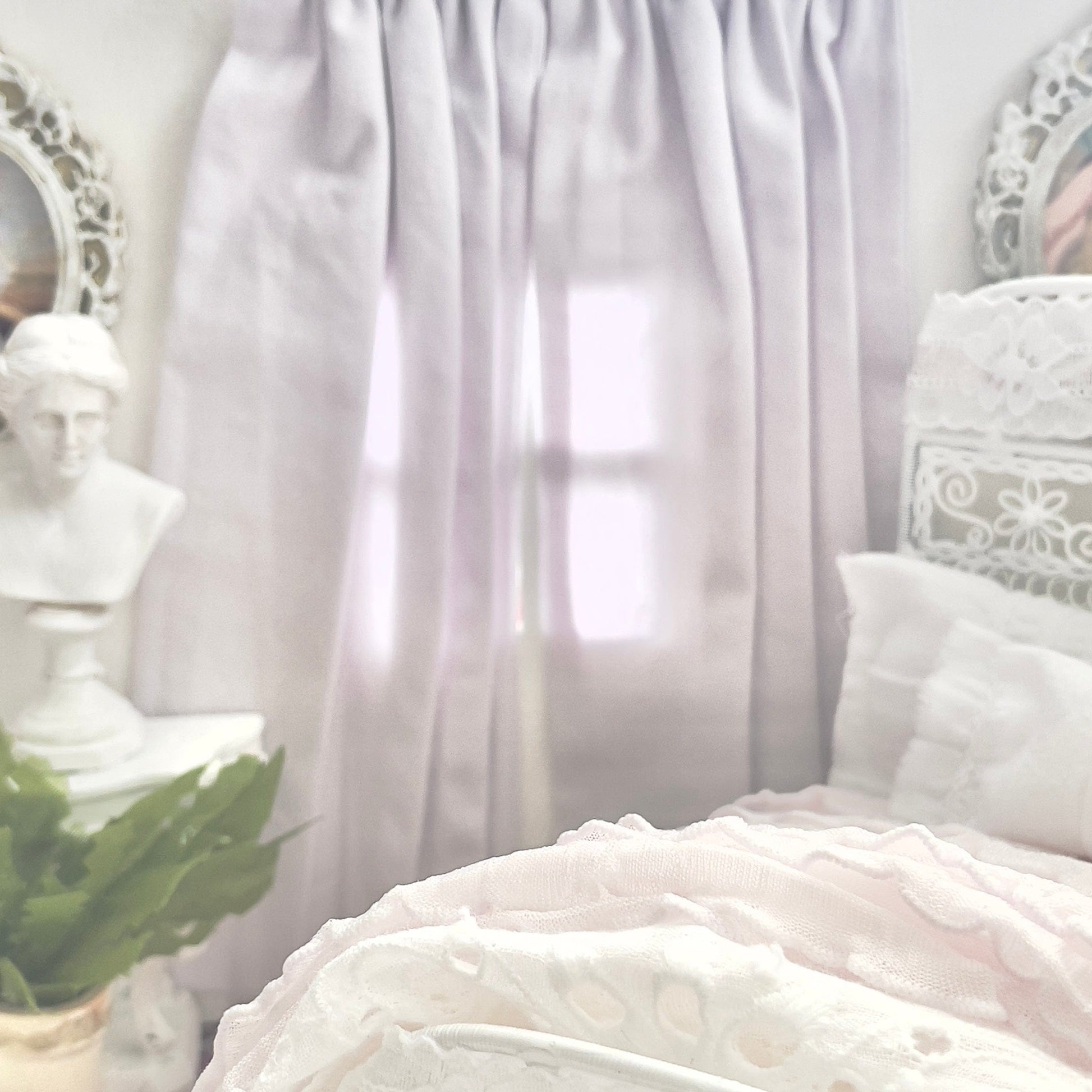 Chantallena Doll House Dollhouse Accessories Curtains | Shabby Lavender 2 Panel Cotton Curtains | Shabby Lavender
