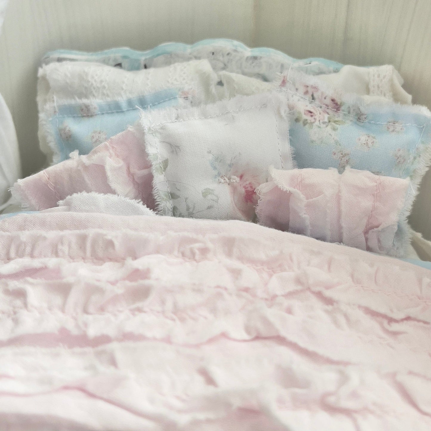 Chantallena Doll House Dressed 1:12 Scale Bed | Blue Floral Bedspread| Blue Meadow
