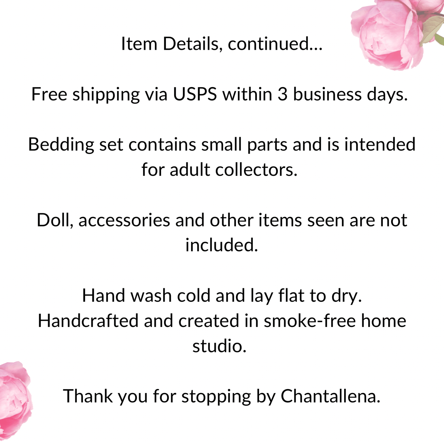 Chantallena fashion doll bedding 1:6 Scale | Pink Climbing Floral Vines Cotton Bedding Set | Carmella