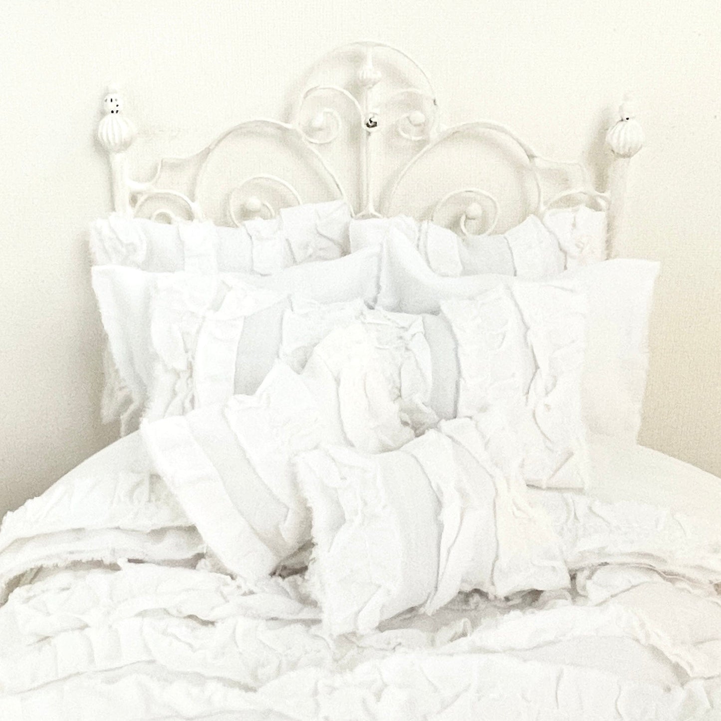 Chantallena fashion doll bedding 1:6 Scale |White Distressed Ruffled Cotton Bedding Set | Julia