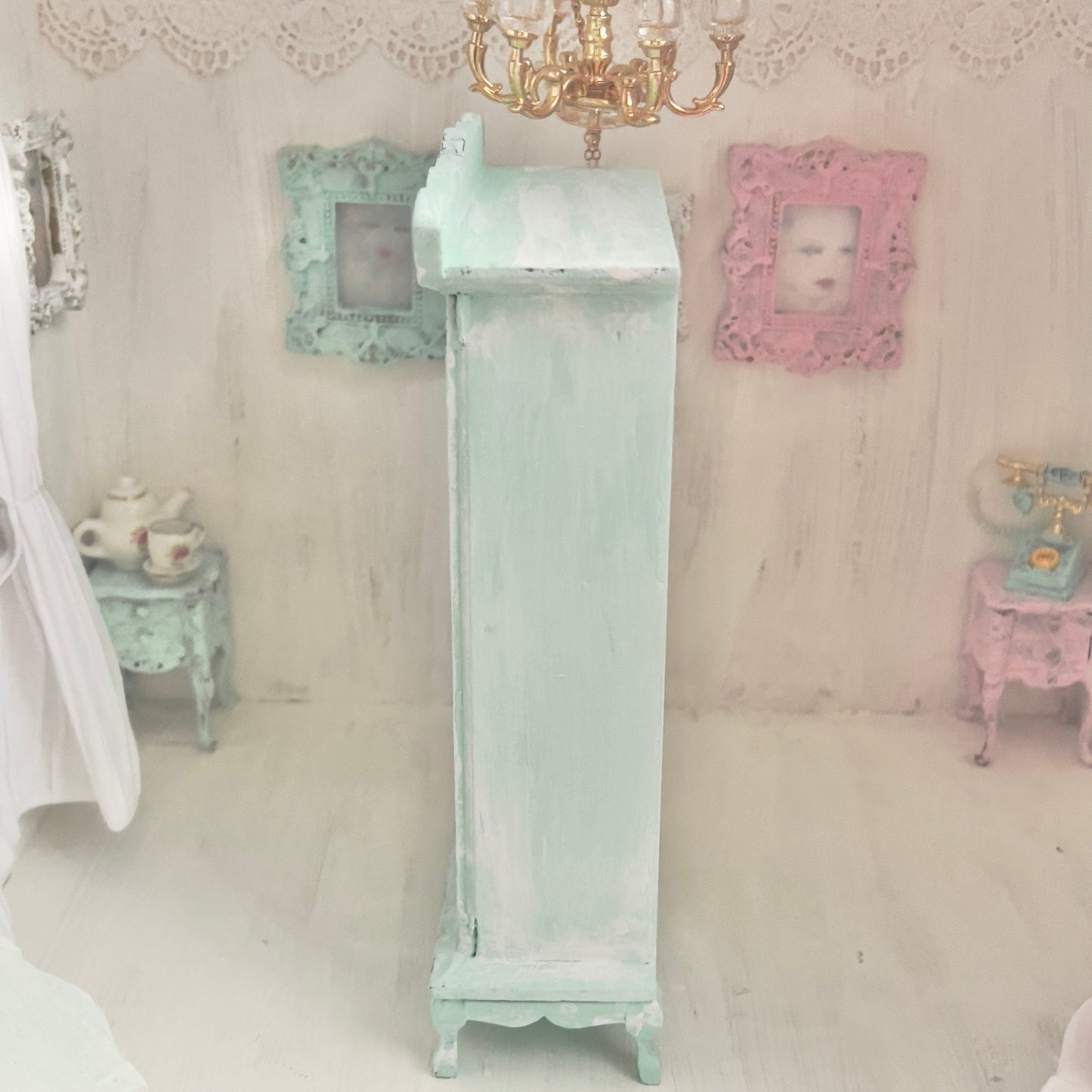 Chantallena Green Armoire | Wooden Mint Green Distressed | Painted Petals Furniture