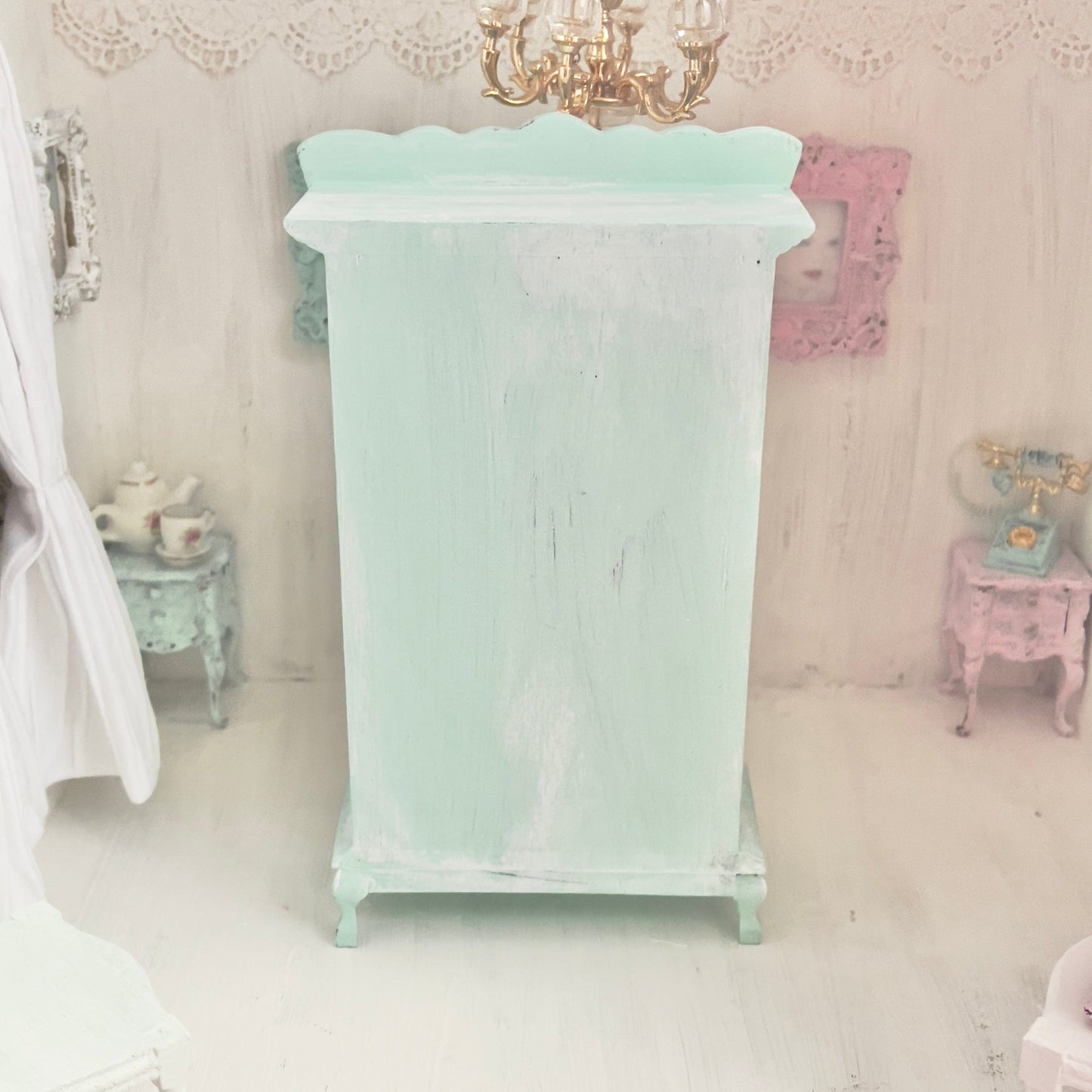 Chantallena Green Armoire | Wooden Mint Green Distressed | Painted Petals Furniture