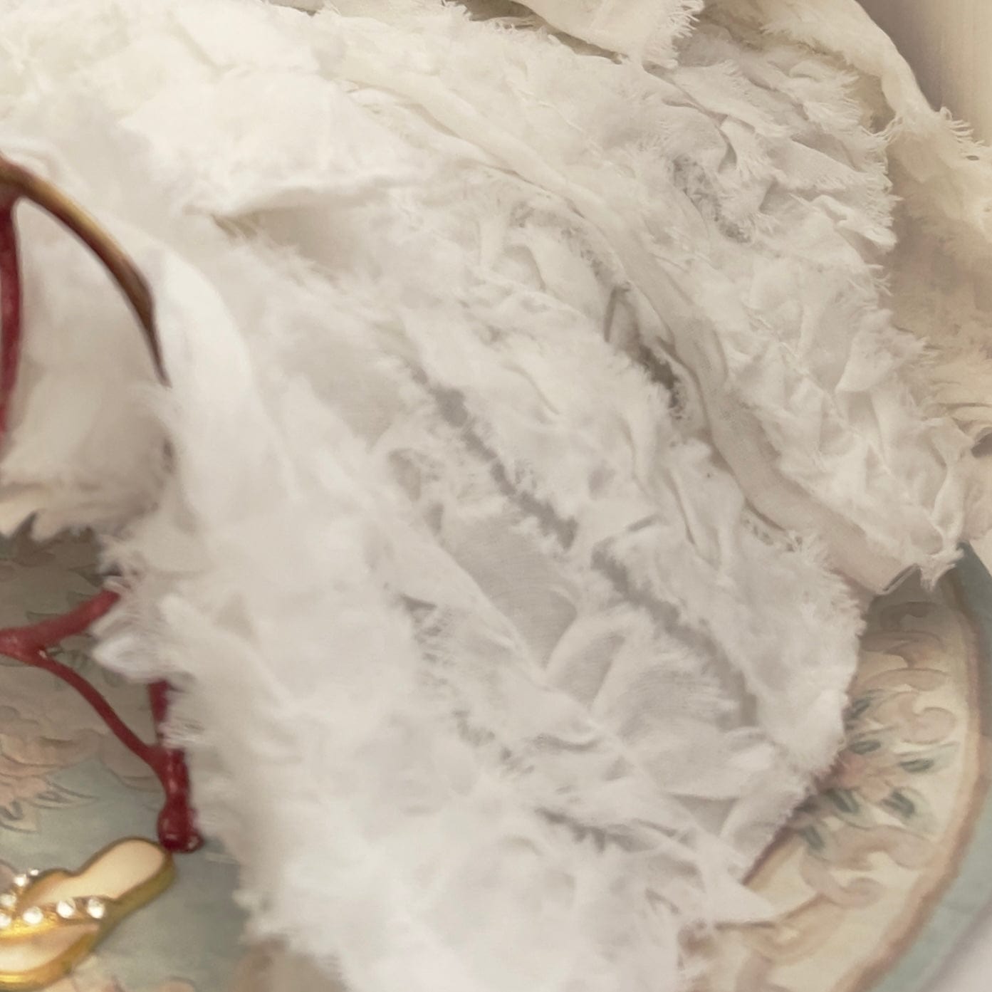Chantallena White Bed Linens (Copy) Boundless White | White Distressed Ruffled Cotton 1:12 Scale Bedding Set | Leanna