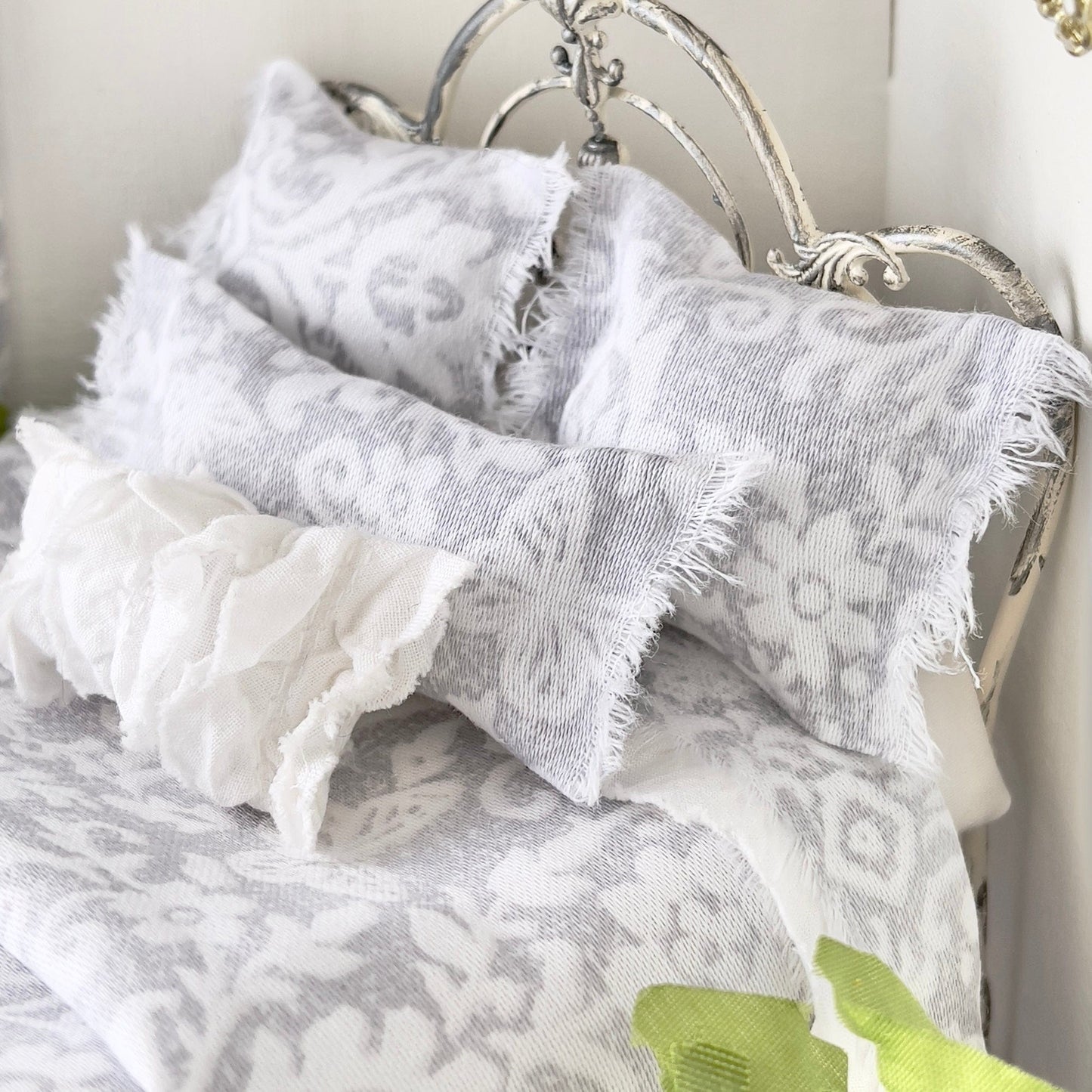 Chantallena Doll House Bedding Simply Lena | Grey and White Printed Cotton Set | Sarita