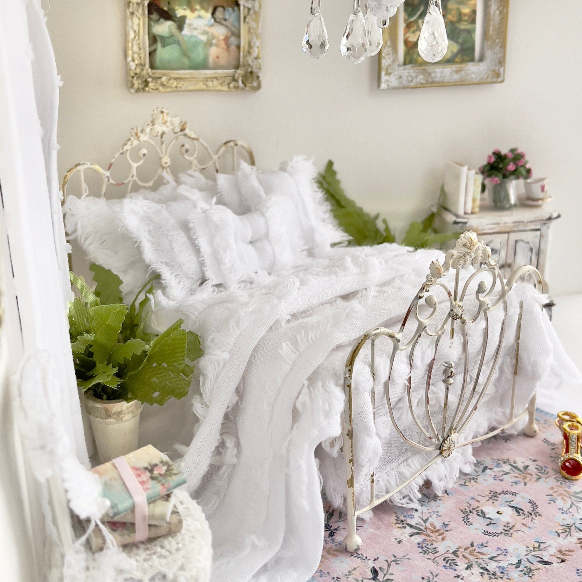Chantallena White Bed Linens Boundless White |Whisper-Thin White Textured Raw-Edged Cotton Fringed Set | Dorian