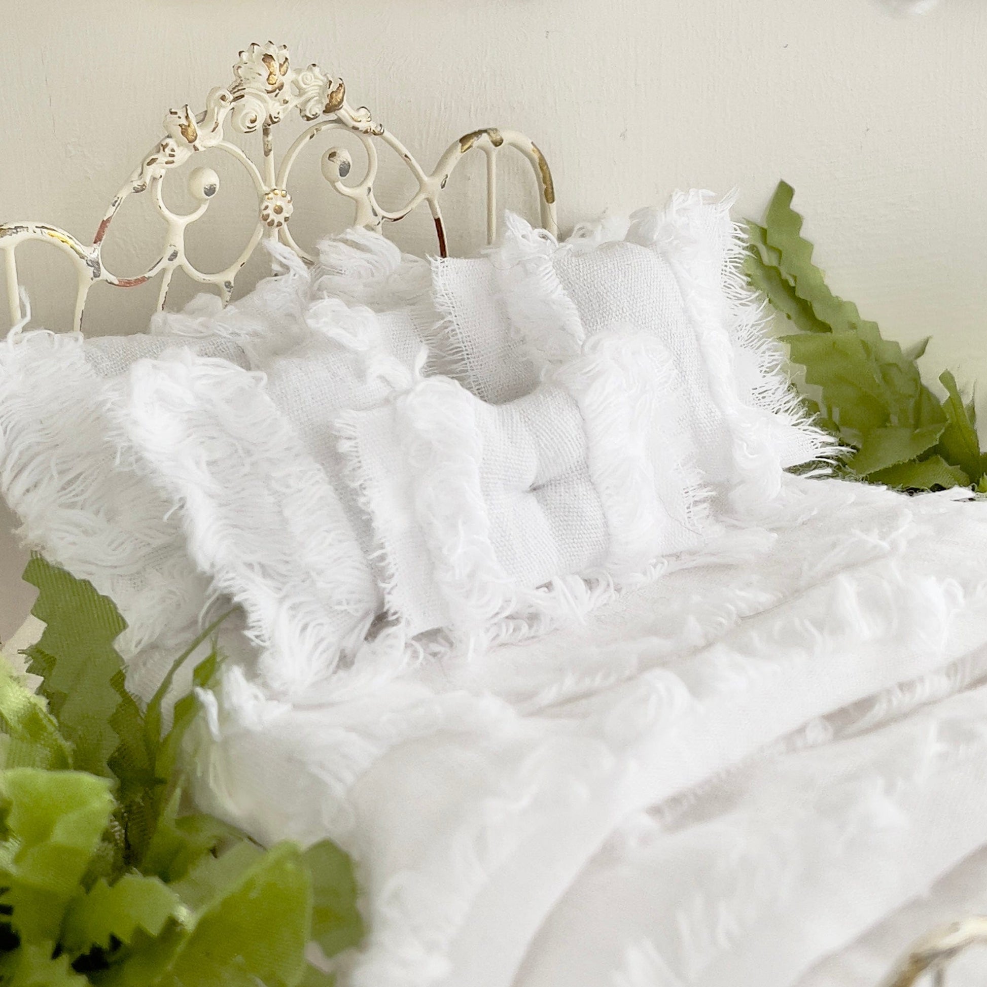 Chantallena White Bed Linens Boundless White |Whisper-Thin White Textured Raw-Edged Cotton Fringed Set | Dorian