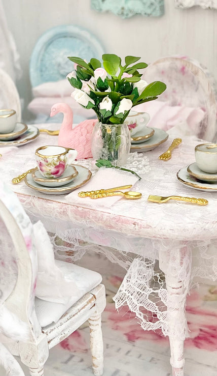 At a Pretty Table | 1:12 Scale Dining and Kitchen Sets | Painted Petals Furniture| Chantallena