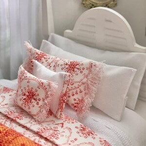 Chantallena bedding Beach Front | Coral and White Printed Cotton Set | Coral Beach