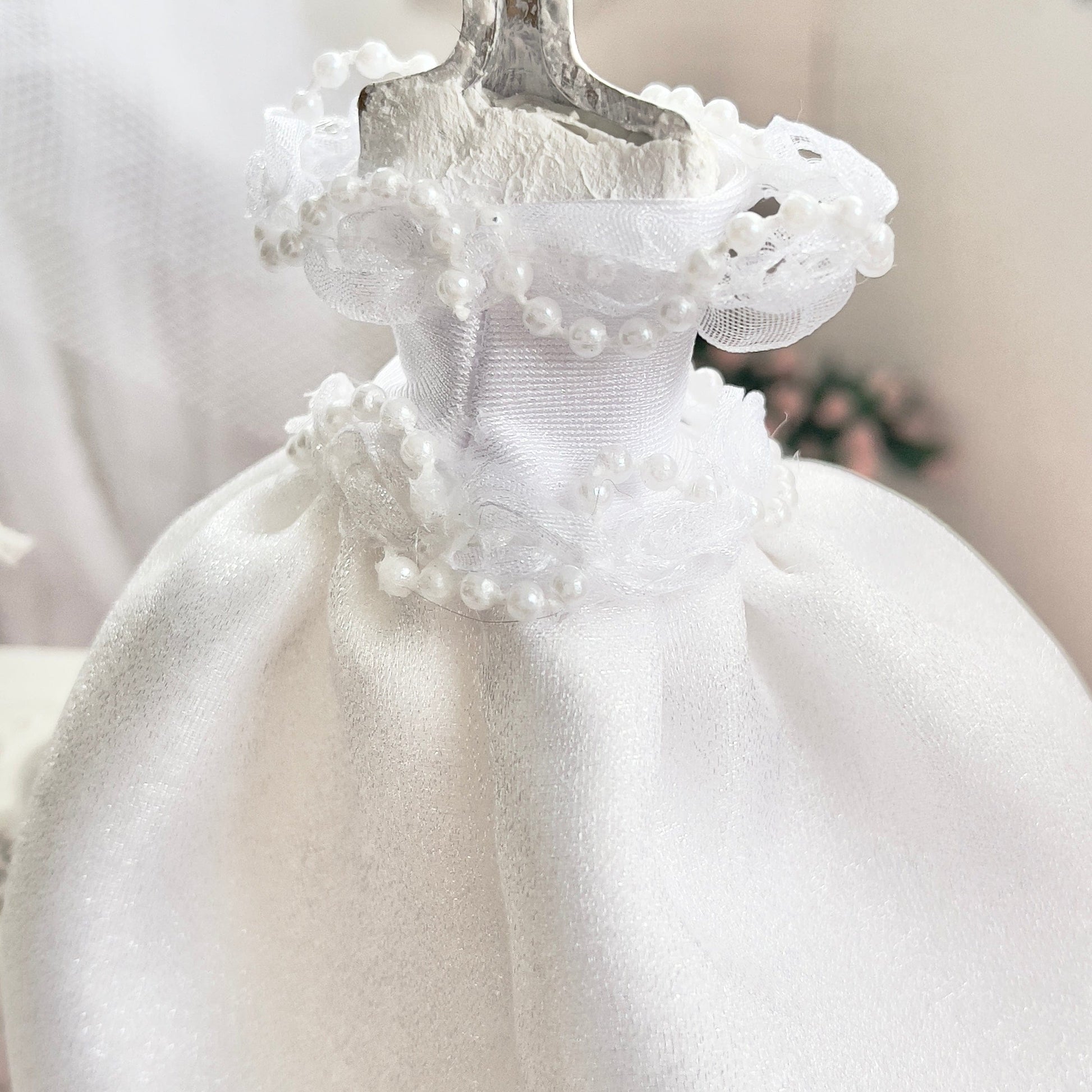 CHANTALLENA Bridal Gown on Dress Form | Cecily- White Organza with Pearls | House of Chantalle