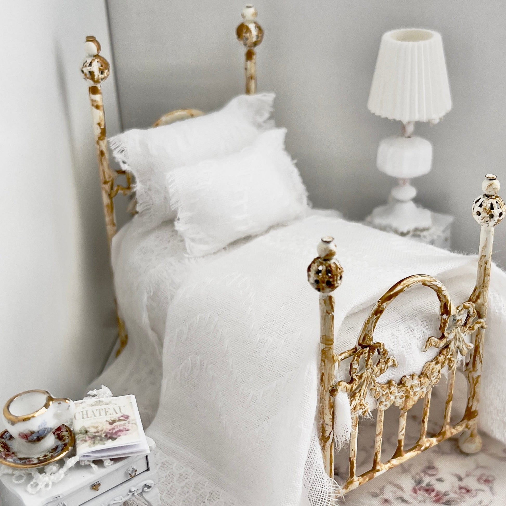 Vintage American Girl Doll Samantha's Brass Bed & Bedding Set