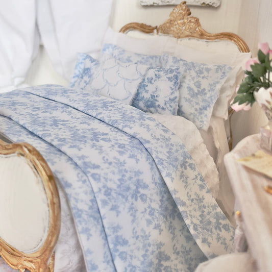 Chantallena Doll House bedding double Jardin de Toile | Blue and White Cotton Toile Bedding Set| Kim