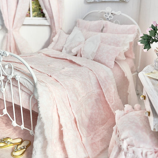 Chantallena Doll House Bedding Lillian Grace| Pink and White Toile Cotton Bedding Set