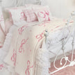 Chantallena Doll House Bedding Lottie- White Cotton with Pink Bows Bedding Set-1:12 Scale | Forever in Bloom| Chantallena