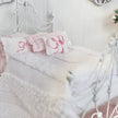 Chantallena Doll House Bedding Lottie- White Cotton with Pink Bows Bedding Set-1:12 Scale | Forever in Bloom| Chantallena