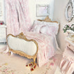 Chantallena Doll House Bedding Milly-White and Pink Cotton Chinoiserie Cotton  Bedding Set-1:12 Scale | Forever in Bloom| Chantallena