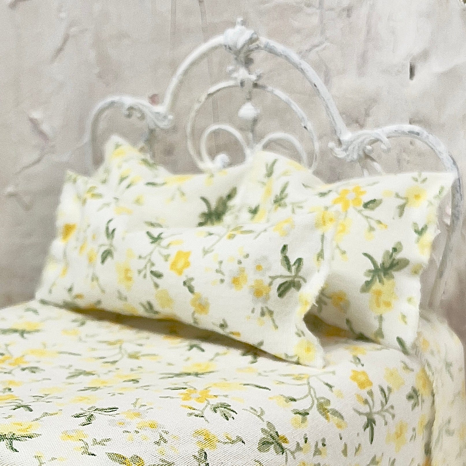 Chantallena Doll House Bedding Simply Lena | Five Piece Yellow and Green Floral Cotton Bedding Set |