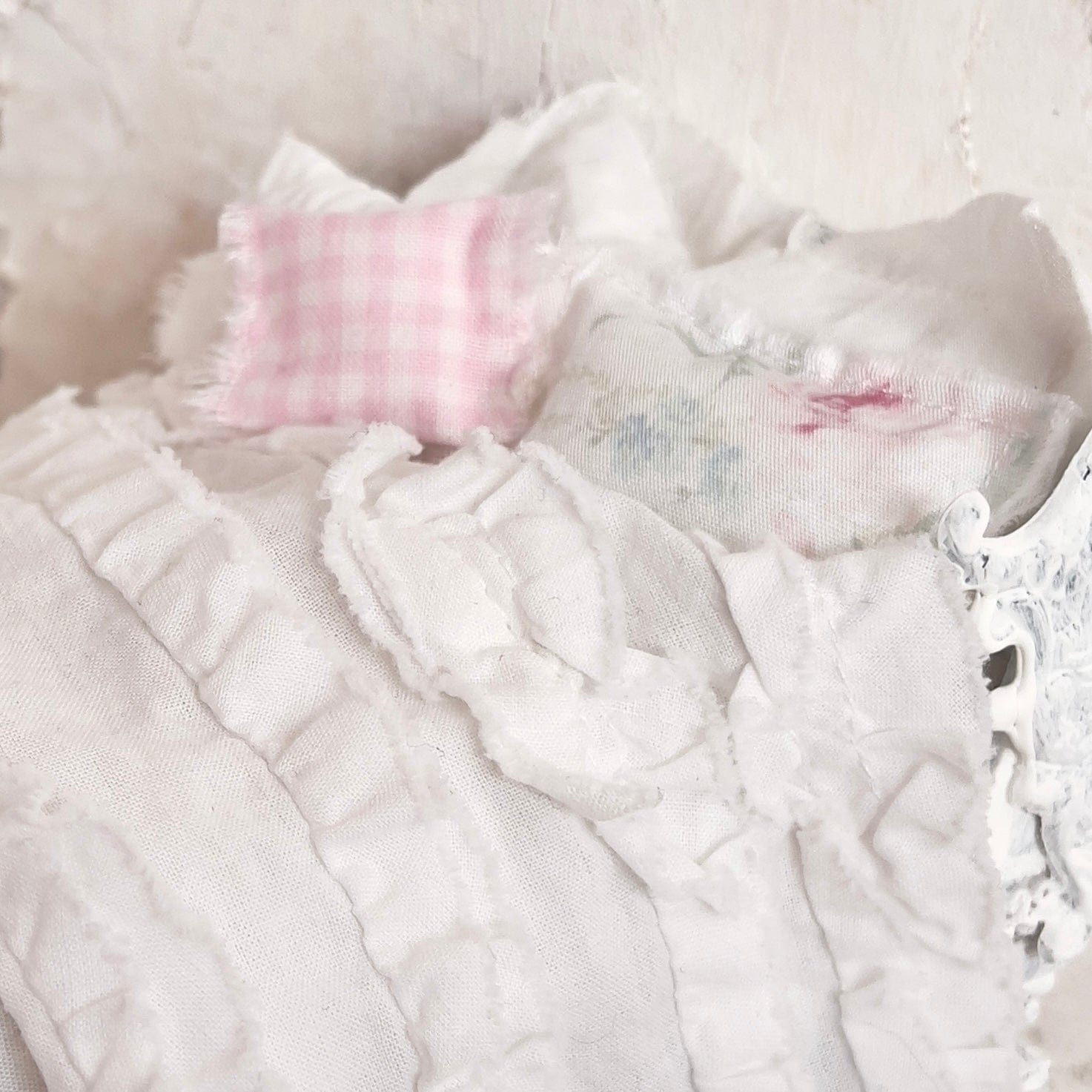 Chantallena Doll House Day Bed Bedding|Shabby Blue Floral and Striped Cotton 1:12 Scale Dollhouse Set  | Rose Daydreams