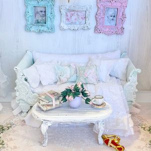 Chantallena Doll House Daybed 1:12 Scale Mint Dressed Dollhouse Daybed-Lisa