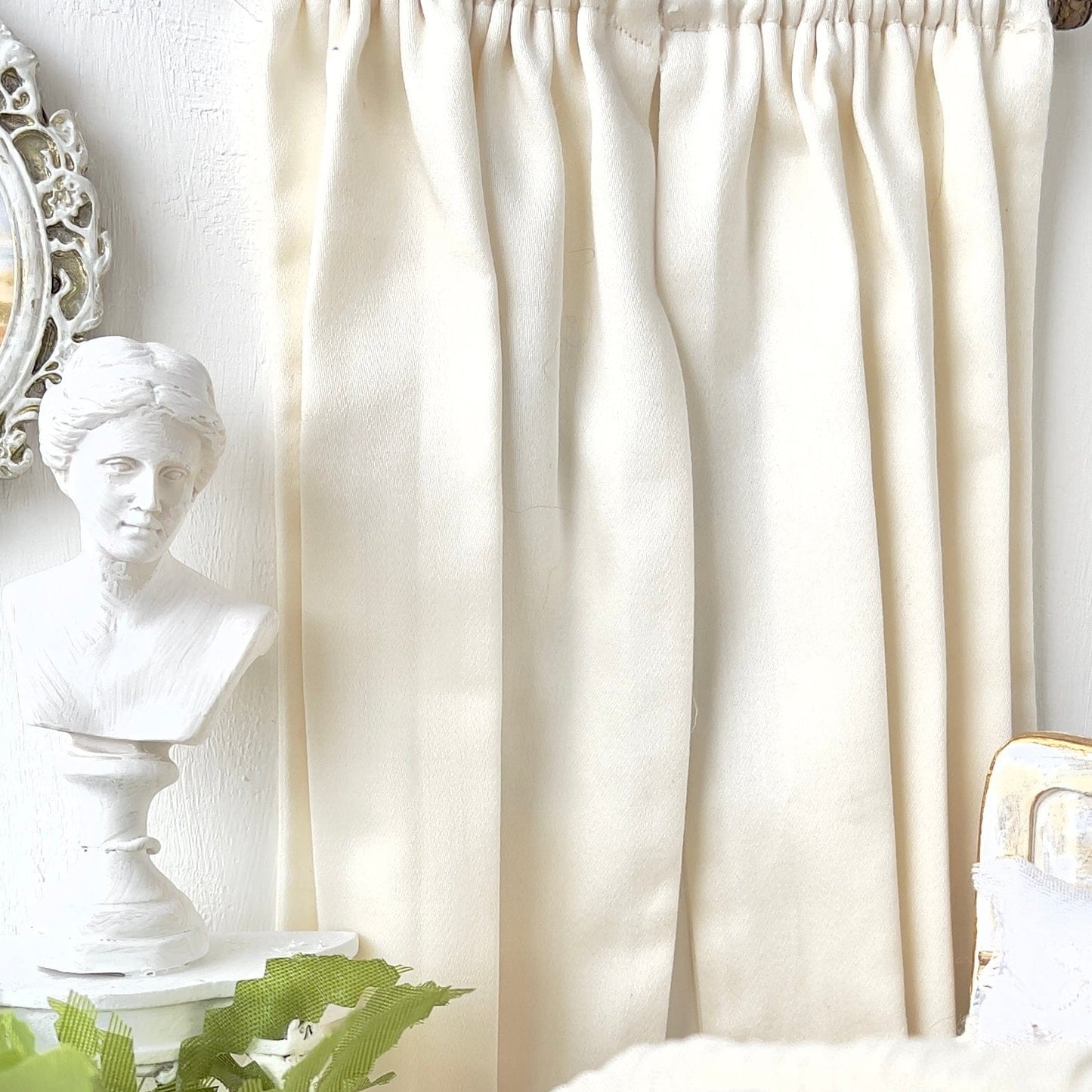 Chantallena Doll House Dollhouse Accessories Curtains | Cream 2 Panel Cotton Sateen Curtains | Cream | Soft Furnishings