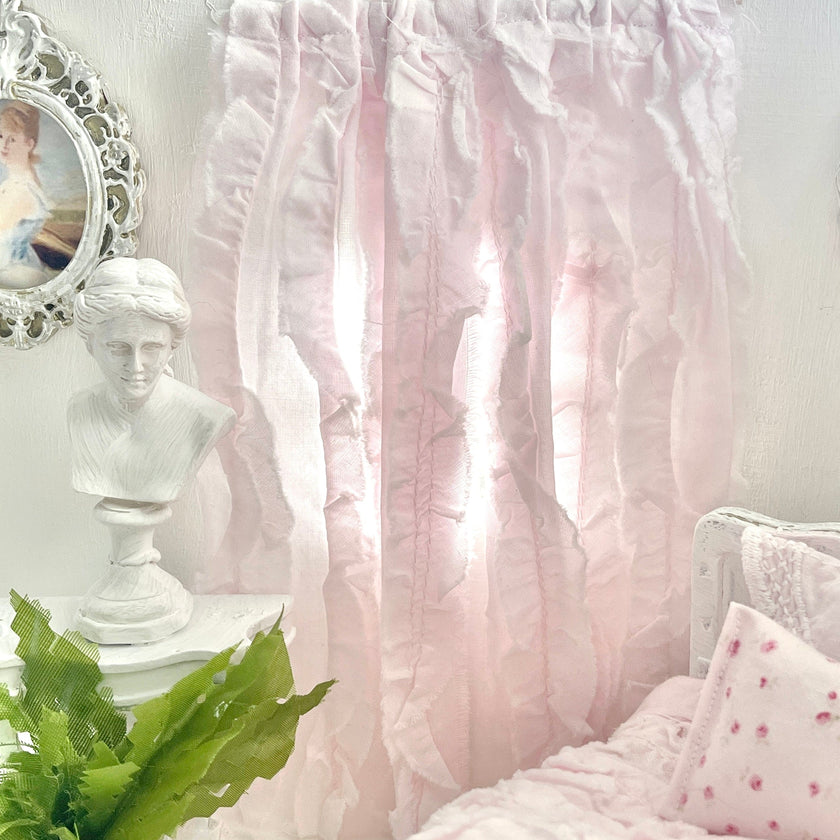 Chantallena Doll House Dollhouse Accessories (Curtains | Light  2 Panel Cotton Curtains |Light Shabby Pink