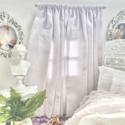 Chantallena Doll House Dollhouse Accessories Curtains | Shabby Lavender 2 Panel Cotton Curtains | Shabby Lavender
