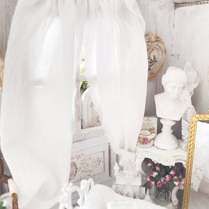 Chantallena Doll House Dollhouse Accessories Curtains- White Cotton Gauze 2 Panels- 1:12 Scale Dollhouse |Garden View |Chantallena