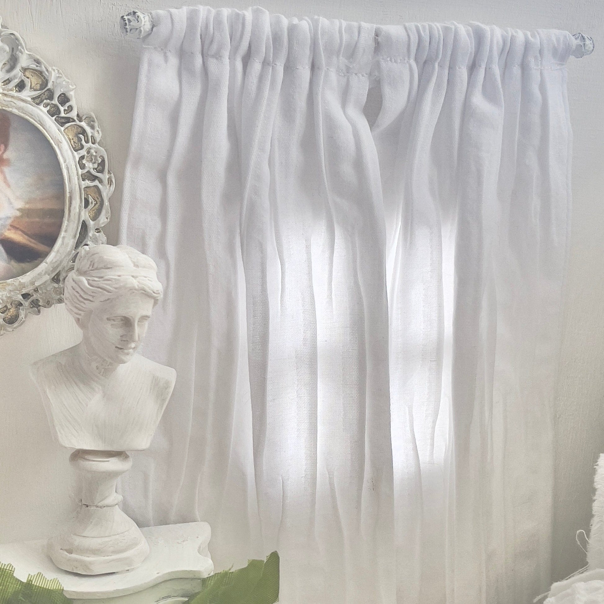Chantallena Doll House Dollhouse Accessories Curtains | White Pleated 2 Panel Cotton Curtains | White Pleats