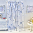 Chantallena Doll House Dollhouse Accessories Curtains | White with Blue Ribbon Bows 2 Panel Cotton Curtains