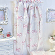 Chantallena Doll House Dollhouse Accessories Curtains | White with Petite Pink Bows 2 Panel Cotton Curtains