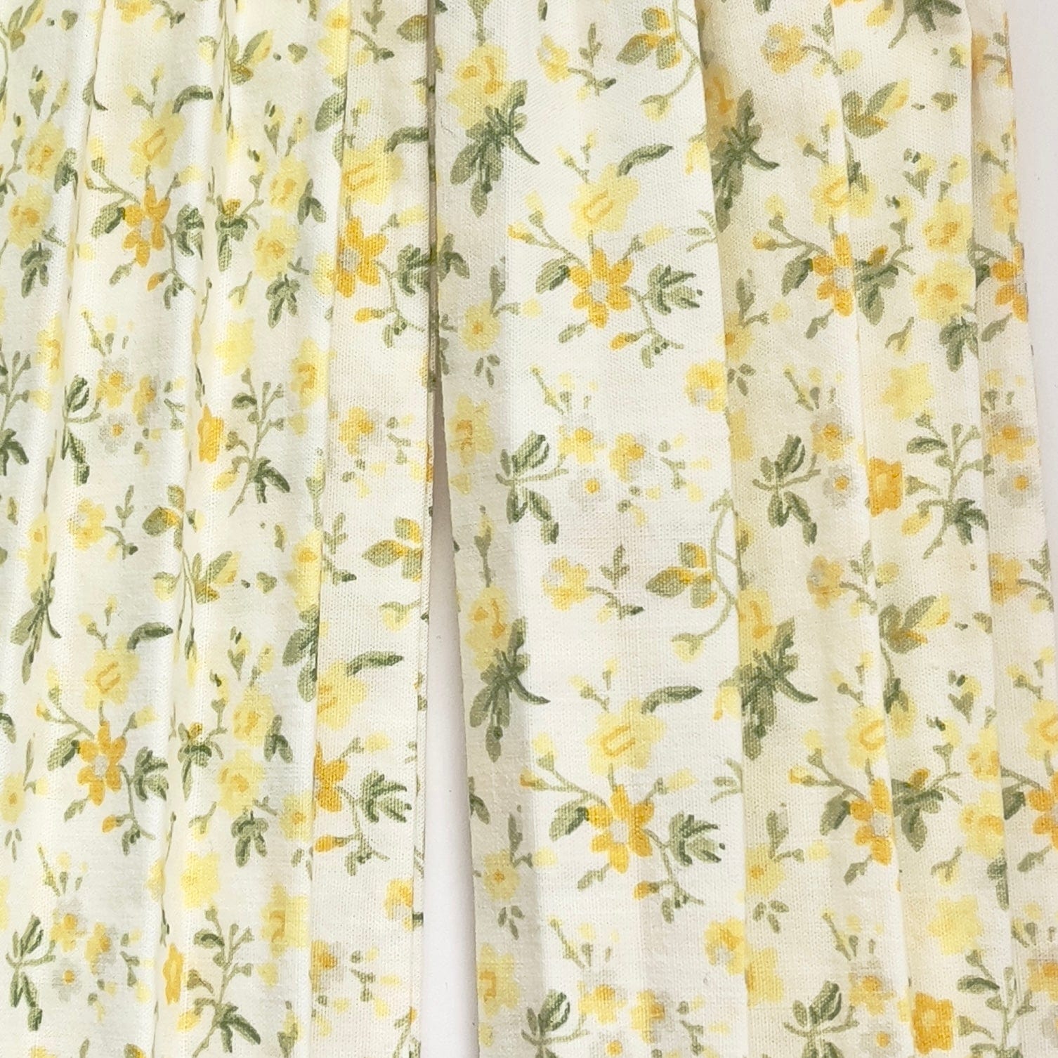 Chantallena Doll House Dollhouse Accessories Curtains | Yellow Ditsy Floral 2 Panel Cotton Curtains