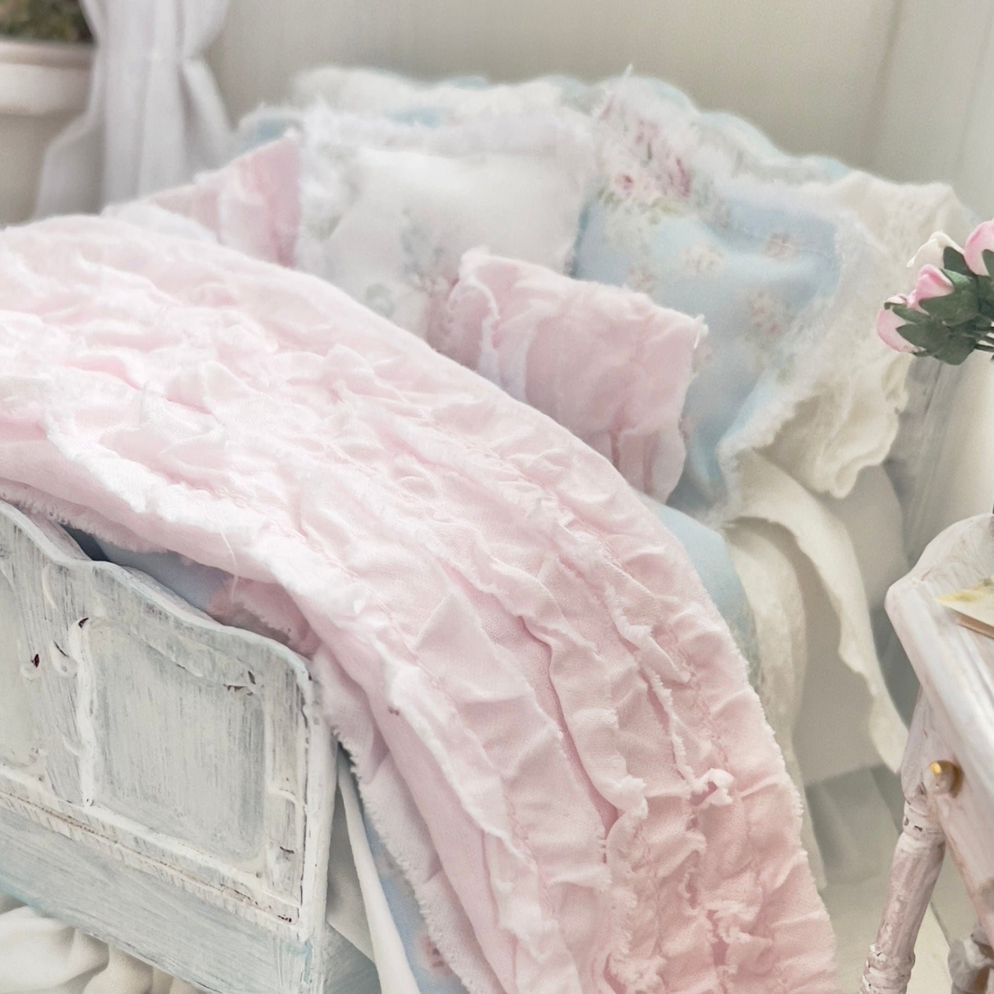 Chantallena Doll House Dressed 1:12 Scale Bed | Blue Floral Bedspread| Blue Meadow