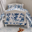 Chantallena Doll House Dressed 1:12 Scale Bed | Decoupaged with French Blue Floral Print Bedspread|French Blue