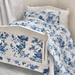 Chantallena Doll House Dressed 1:12 Scale Bed | Decoupaged with French Blue Floral Print Bedspread|French Blue
