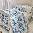 Chantallena Doll House Dressed 1:12 Scale Bed | Decoupaged with French Blue Floral Print Bedspread|French Blue