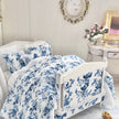 Chantallena Doll House Dressed 1:12 Scale Bed | Decoupaged with French Blue Floral Print Bedspread|French Blue
