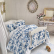 Chantallena Doll House Dressed 1:12 Scale Bed | Decoupaged with French Blue Floral Print Bedspread|French Blue