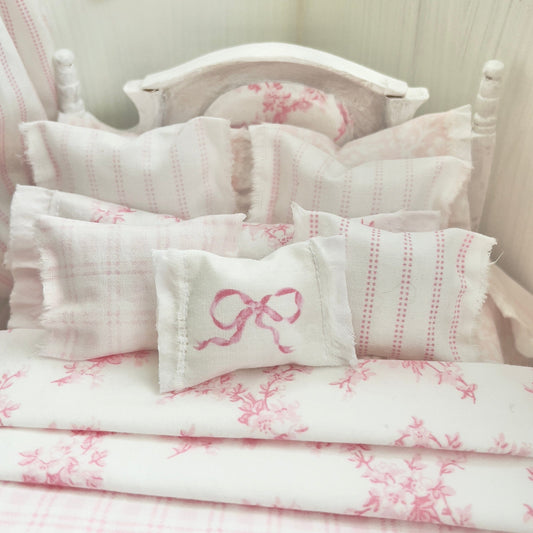 Chantallena Doll House Dressed 1:12 Scale Bed | Decoupaged with Vintage Chenille Bedspreads| Touch of Laura
