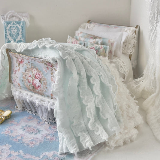 Chantallena Doll House Dressed Bed  | Blue Ballet Decoupage Sleigh Bed